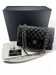 Chanel Black Classic Medium Double Flap Bag Quilted Caviar Purse W/Box GHW - Picture 1 of 13