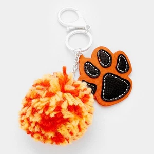 Fashion Pom Pom and Paw Orange Key Chain KeyChain Keyring - Picture 1 of 1