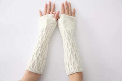 Guantes térmicos de invierno para mujeres y hombres sin dedos calentador de manos mitones tejidos Foto 1 de 4