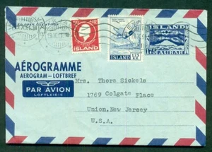 Aerograma ICELAND 1957 175aur con franqueo añadido a EE. UU. 130,00++ - Imagen 1 de 1