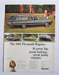 Large Car Ad - 1965 Plymouth Station Wagons (advertisement print poster) - Picture 1 of 1