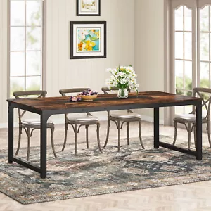 Industrial Kitchen Table for 6-8 Person, Rectangular Dinner Table,Rustic Brown - Picture 1 of 8