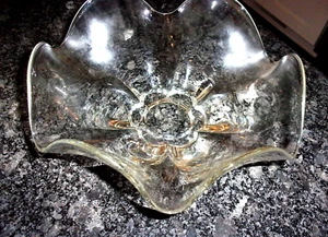 Vintage Duncan Miller Canterbury Wavy Clear Glass Flower Bottom Bowl Dish - Picture 1 of 5