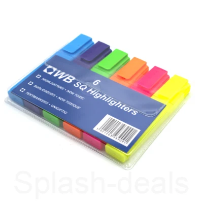 6 x Assorted Highlighter Pens - Bright Fluorescent Pen Colours -  Handy Wallet - Image 1 of 4