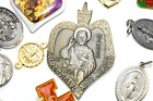 Religous Catholic Medals Medallions Vintage Saints Prayer 60 Plus individual Pcs