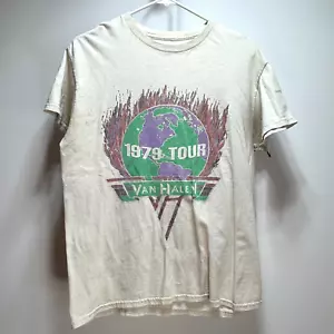 Van Halen 1979 World Tour Shirt Size M Graphic Tee Rock Band 70s Retro Stained - Picture 1 of 10