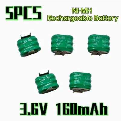 5PCS 3.6V160MAH Ni-MH Rechargeable Battery With 2 Pins/Tabs For PLC Data Backup - Image 1 of 4