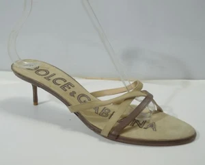 Dolce Gabbana Leather Heel Slippers Sandals New 41 - Picture 1 of 3