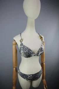 FENDI Leopard ZUCCA print stripe mare Bikini Swimsuit Size 42 / S - Picture 1 of 12