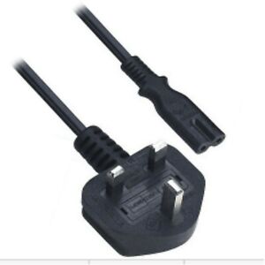 UK Plug To Figure 8 Lead 2m or 5m Black 3A  -   UK PLUG  to IEC 60320 C7