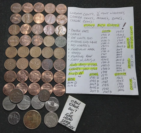 GRAB BAG LOT 53-COINS LIN CENT DIME QUARTER DOLLAR  ALL ERROR DDO RPM DDR CRACK Cover
