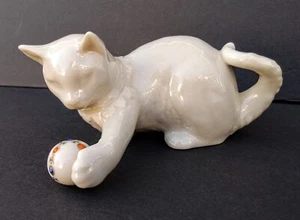 Figura Gatito Gato Porcelana Lenox Jugando con Bola Joya Acentos Oro 24k - Imagen 1 de 8