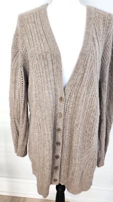 Cárdigan suéter Inhabit cachemir/algodón talla M beige con botones cuello en V profundo Foto 1 de 4