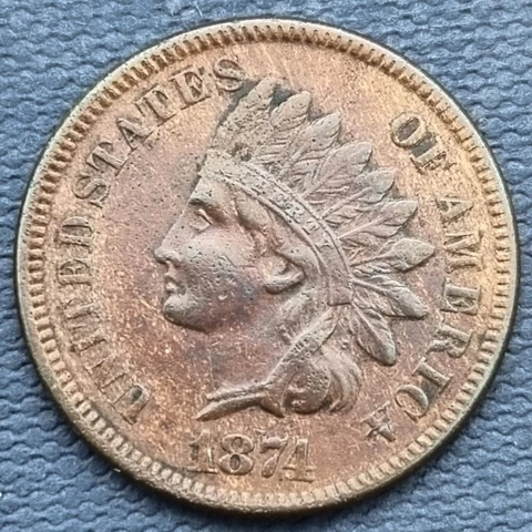 1874 Indian Head Cent 1c Better Grade XF #60523 Cover