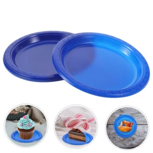 20 Pcs Blue Round Dining Tray Barbecue Serving Dishes Camping Party - Picture 1 of 12