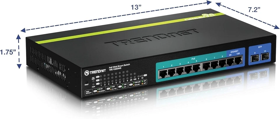 TRENDnet TPE-1020WS 10-Port Gigabit Web Smart PoE+ Switch - Image 1 of 4