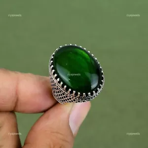 Green Fire Labradorite Stone Sterling Silver Promise Anniversary Ring Jewelry - Picture 1 of 6