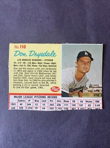 Don Drysdale 1962 Post Hand-Cut #110 VG Vintage - Picture 1 of 2