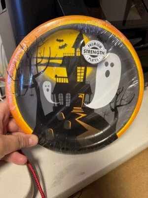 Creative Converting 8ct. Sturdy Style Round Paper Plates 8.75" Haunted Halloween - Image 1 of 2