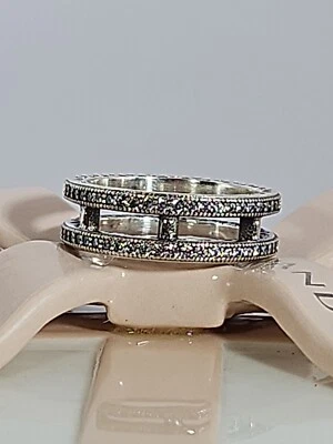 Authentic Pandora DOUBLE SPARKLE & HEARTS  Ring Sz. US 8.5  EU 58 #196236CZ - Image 1 of 4