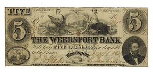 1861 Weedsport New York THE WEEDSPORT BANK $5 Obsolete Currency---Spurious - Picture 1 of 2