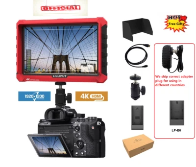 Lilliput 7" IPS A7S 4K Camera FHD HDMI 1920x1200 170° DJI Ronin adapter LP-E6 pl - Image 1 of 4