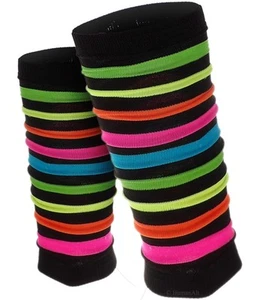 Rainbow Neon Stripes Leg Warmers / Dancewear - Picture 1 of 4