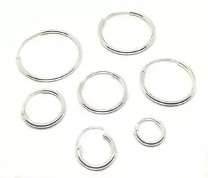 Single Mens Sterling Silver Hoop Sleeper Earring 6mm-18mm Tiny-Small-Large New  - Picture 1 of 1