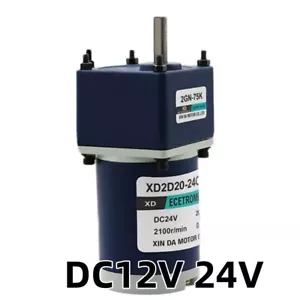 Motoriduttore DC12V 24V Riduzione Alta Coppia Reversibile Ingranaggio Metallo 10-600RPM 20W - Foto 1 di 8