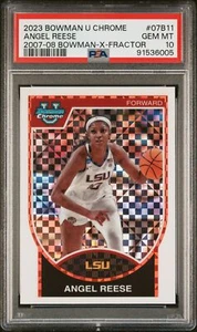 Angel Reese 2023 Bowman University Chrome 2007-08 Bowman X-fractor SP PSA 10 - Picture 1 of 2