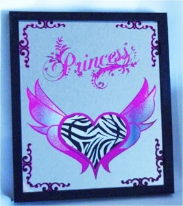 Princess Mirror Sign with Heart & Wings perfect for Bedroom Hall Den Dining Room - Picture 1 of 1