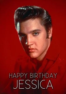 TARJETA DE FELICITACIÓN PERSONALIZADA CUMPLEAÑOS ELVIS PRESLEY CUALQUIER OCASIÓN - Imagen 1 de 3