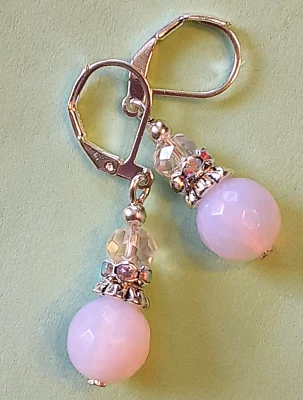 OPALITA ROSA Y ROSA PÁLIDO CRISTAL SP PALANCA TRASERA hecha a mano XX Foto 1 de 4