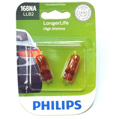 Philips LongerLife 168NA 5W Dos Bombillas Marcador Lateral Frontal Luz Plug Play Stock Foto 1 de 4