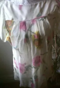 Miss Sixty women's Pure Silk Cream Floral casual Top szXS. Feminine. Sheer. - Picture 1 of 4