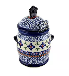 Olla de miel de cerámica polaca con cucharón y tapa - 18 oz. por Zaklady Boleslawiec - Imagen 1 de 4
