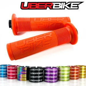 Uberbike Mushroom Flange MTB Lock On Grip - Orange with Lockring Colour Options - Picture 1 of 1