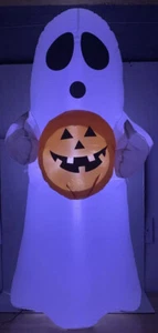 Halloween SPOOKY GHOST 4’ Air Blown Inflate Gemmy Yard Greeter Jack O Lantern - Bild 1 von 9