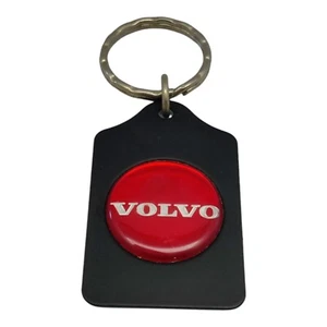 VTG Metal Key Fob Volvo Black w Red Logo - Picture 1 of 7