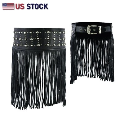 Cintura donna pelle nappa borchie fianchi per cintura vintage design western nera - Immagine 1 di 4