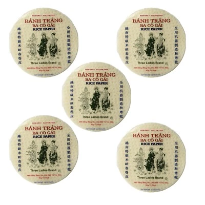 Three Ladies Spring Roll Rice Paper Wrappers, Round, 22cm, [Pack of 5]
