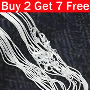 Solid 925 Sterling Silver Necklace 16-26" inches 1MM Snake Fine Chain Fsahion UK - Picture 1 of 12