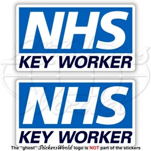 Pegatinas de parachoques de vinilo NHS KEY WORKER 115 mm Virus Support our Heroes x2 calcomanías - Imagen 1 de 2