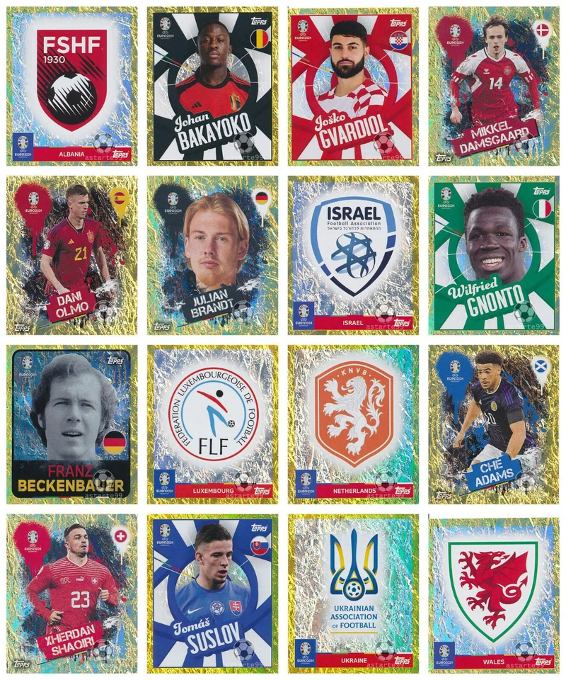 Topps UEFA EURO 2024 Swiss Edition Gold Parallel Stickers - Choose Sticker -