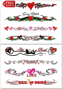 8 Large Sexy Naughty Temporary Tattoos for Women Ladies - Adult Fun for Lower Ba - Picture 1 of 12
