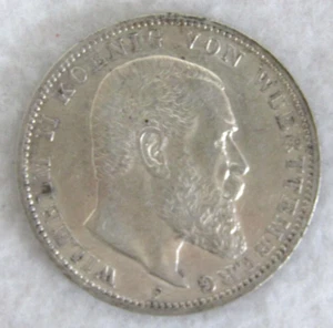 GERMANY WURTTEMBERG 1912-F 3 MARK SILVER COIN KM#635 - Picture 1 of 2