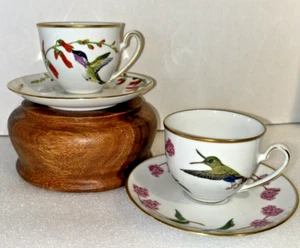 Franklin Mint Set of 2 Hummingbirds of The World Cups & Saucers PERFECT! 1979 - Picture 1 of 17