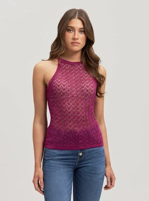 NUEVO CON ETIQUETAS ADIVINA PÚRPURA DRAGONFRUITS MULTI ÁMBAR LUREX CAMISETA SIN MANGAS GRANDE O MEJOR OFERTA Foto 1 de 4