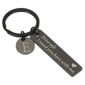 Drive Safe Keychain, 1 Set Letter E Keychain I Need You Here with Me, Black - Picture 1 of 6