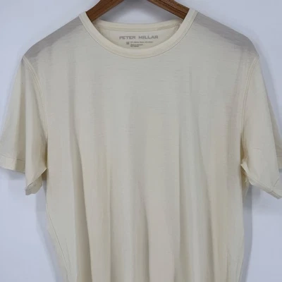 Camiseta de lana merino Peter Millar para hombre cuello redondo manga corta crema mediana Foto 1 de 4